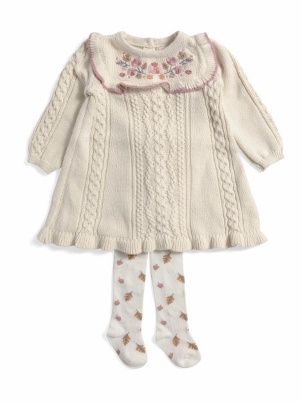 Cynthia Rowley infant girls embroidered sweater dress with printed tights 18M